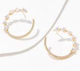 Diamonique x Kathy Levine Sterling Silver Goldclad Swan Song Hoop Earrings